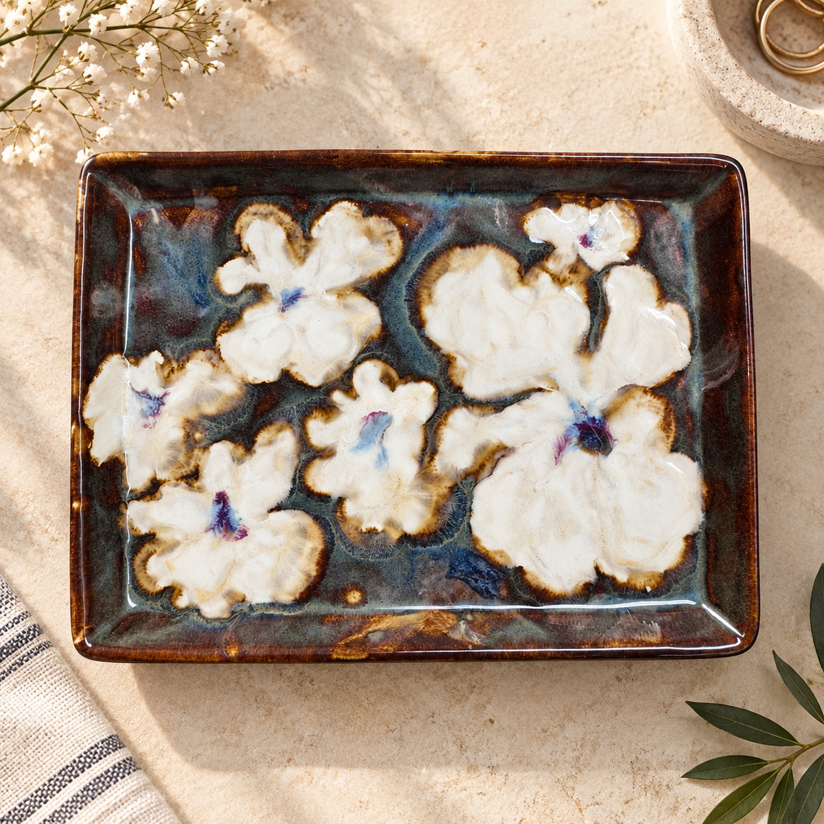 Moonflower Ceramic Tray | One of a Kind